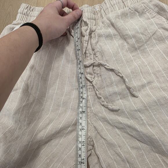 Cotton On Cream White Striped 100% Linen Coastal Pull On Jogger Pants Size Small - Picture 6 of 8